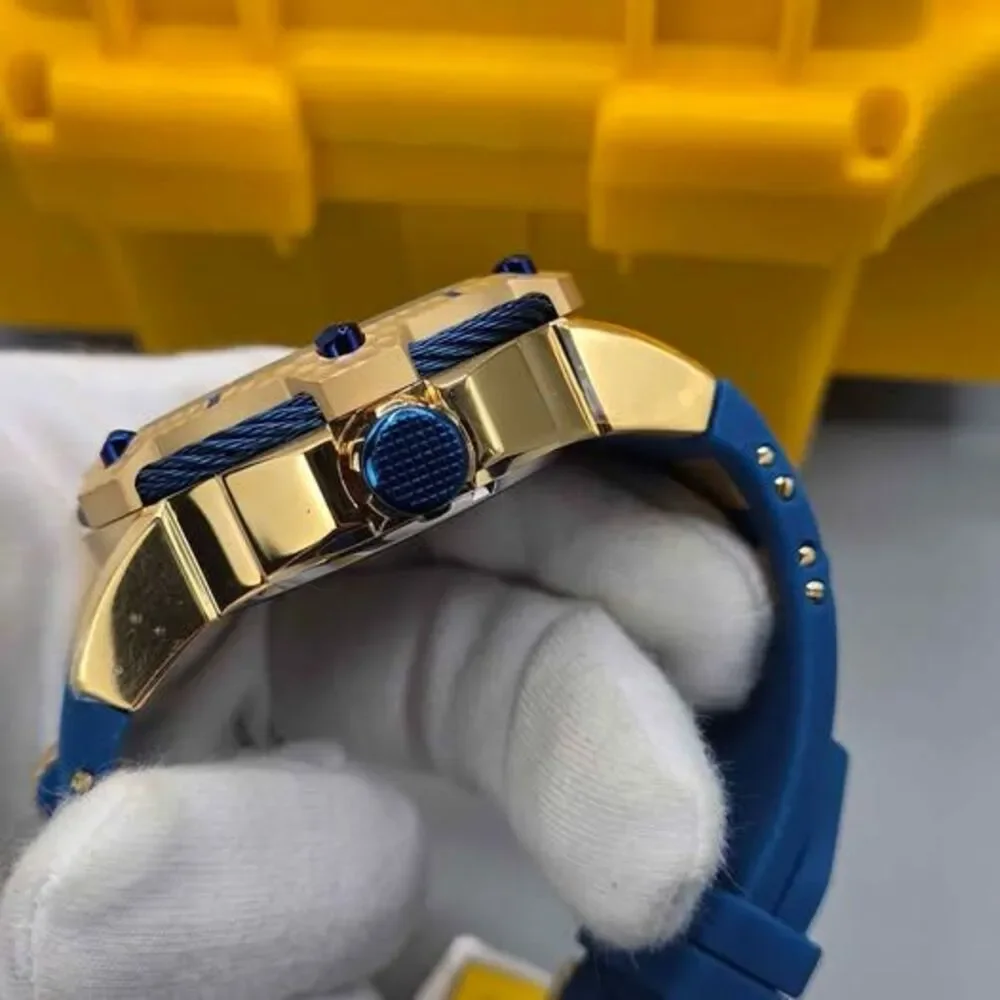 53mm Invicta Automatic Hammered Goldtone | Blue Strap SUBAQUA BOLT Invicta Watch